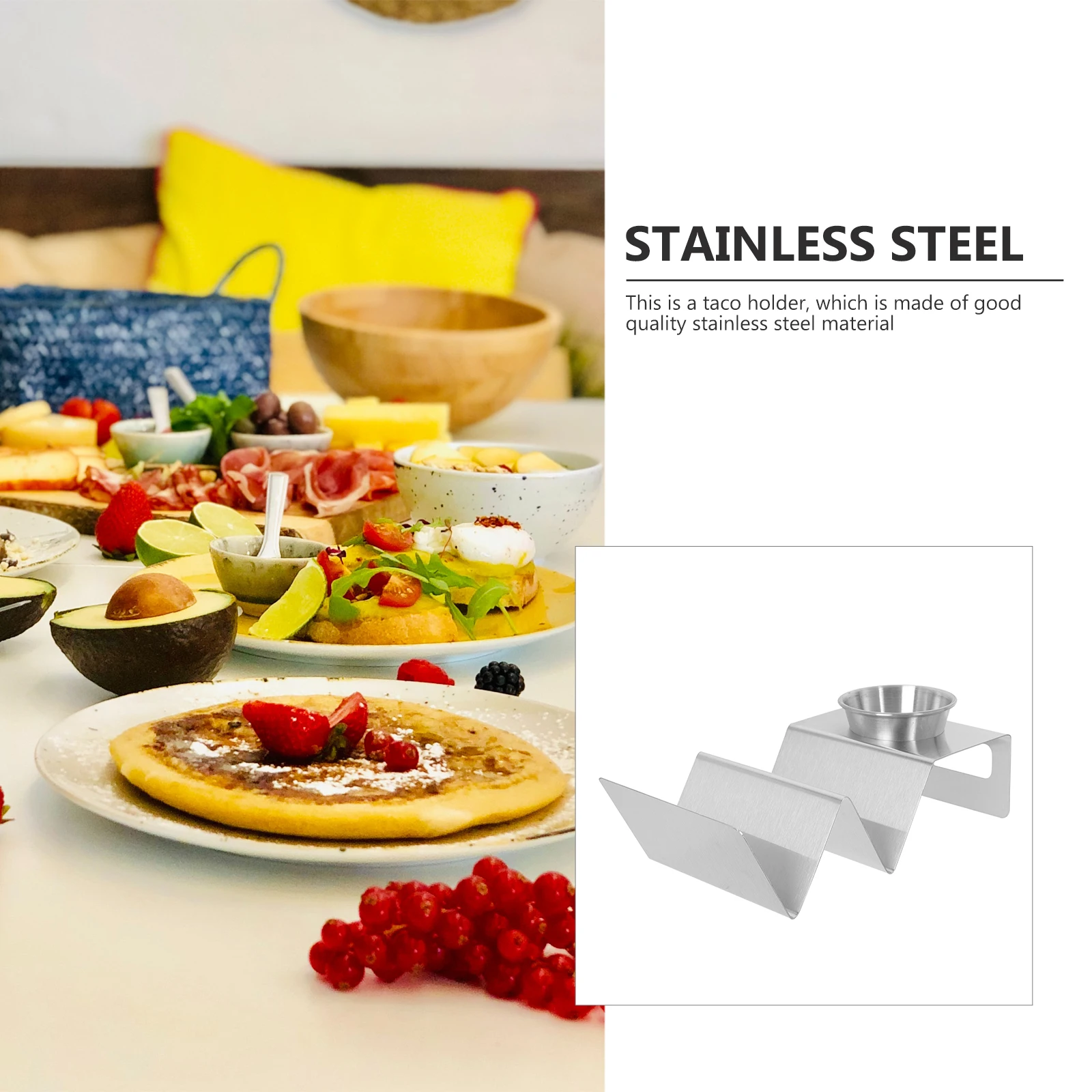 

1 set 1 Set Stainless Steel Taco Rack W-Shape Burritos Holder For Kitchen Camping Party Mexican Pancake Stand Tortilla Roll Rack