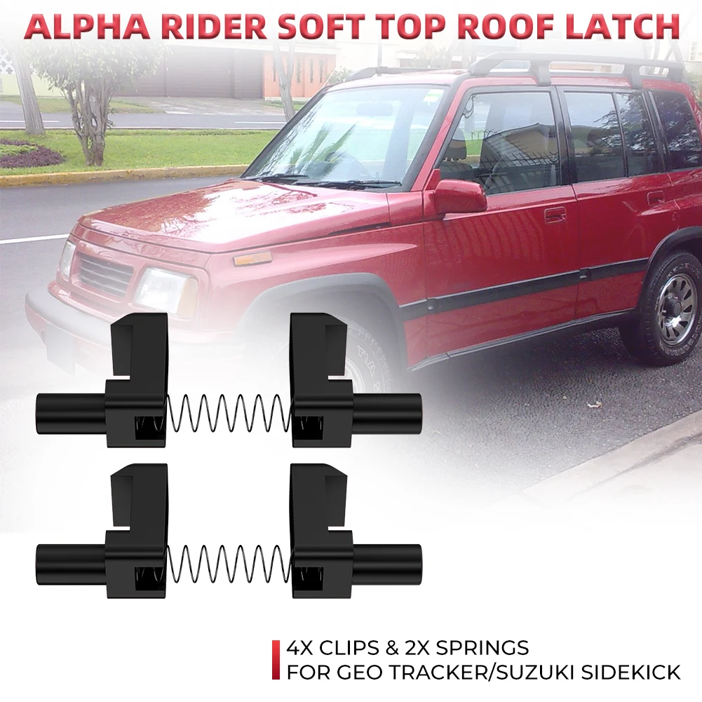 Aluminum For Geo Tracker/Suzuki Sidekick Soft Top Roof Latch Clips W/ Springs For Geo Chevrolet Tracker Suzuki Vitara X-90