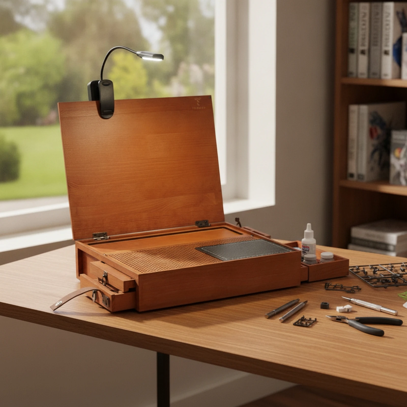Model Building Workbench Organized Hobby Workstation with Cutting Mat Portable Workbench with Lamp Multi-Functional