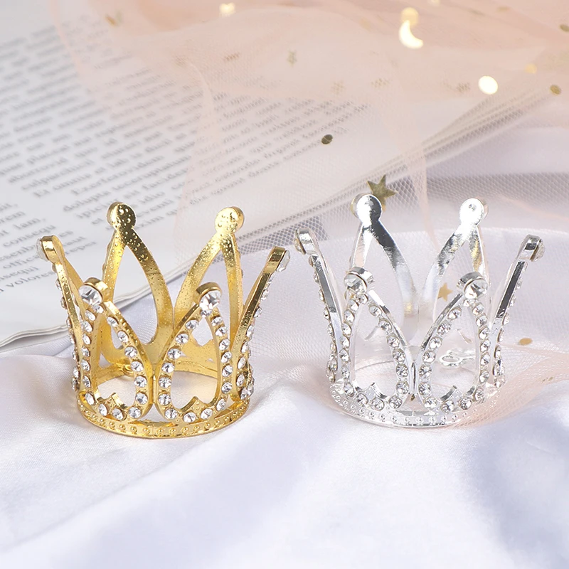 

1pcs Mini Crown Princess Topper Rhinestone Crystal Pearl Children Hair Ornaments Party Decor Birthday Party Gift