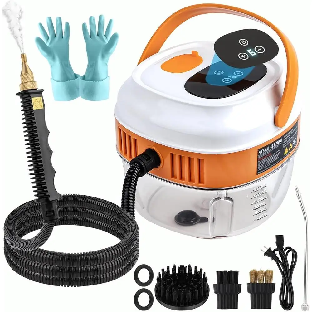 Handheld Steam Cleaner Touch Screen 1.5L Large Tank Portable High Pressure 6 Gear Adjustable Steam Cleaner Deep Cleaning Hard