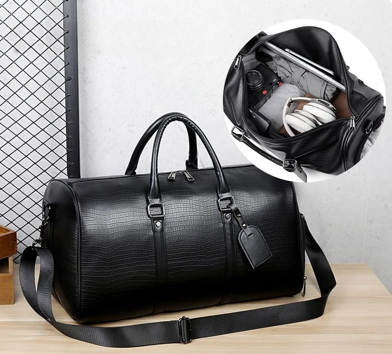 

2025 New Arrival Pu Leather Travel Bags for Men Large Capacity Portable Male Shoulder Bags Men's Handbags Vintage Travel Tote