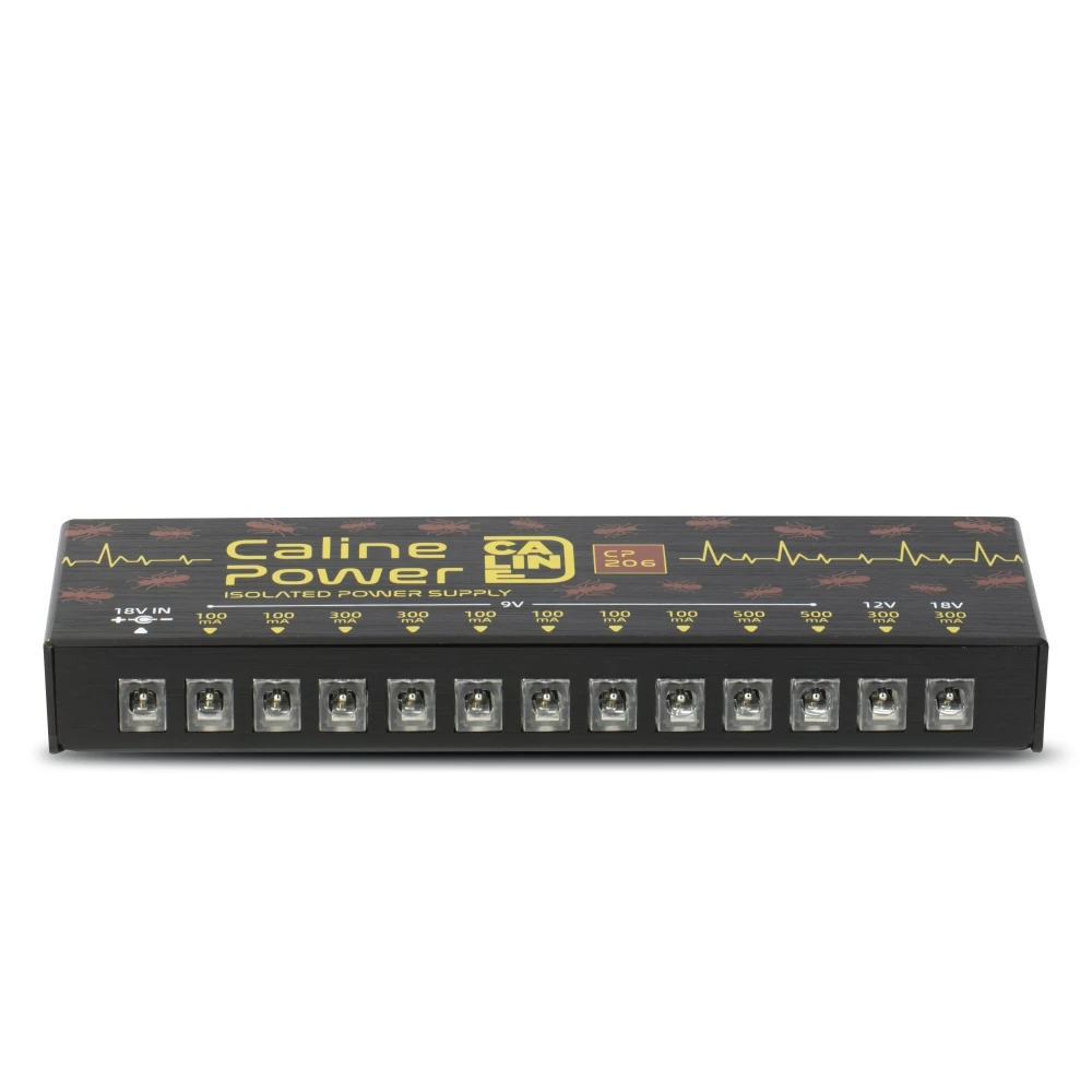 Caline CP-206 Truly Isolated Pedal Power Supply 12 Outputs For Guitar Effects with Adapter and Cables