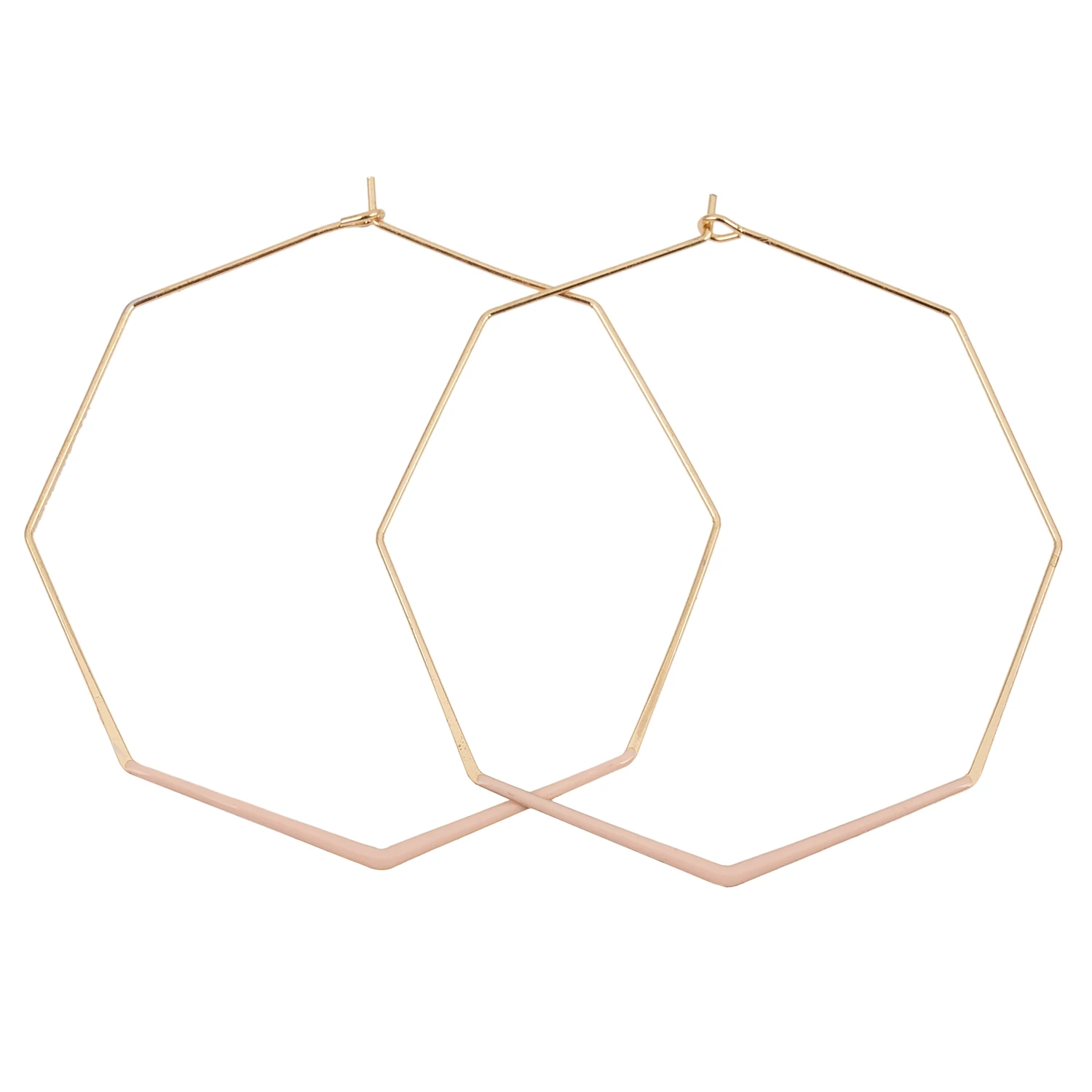 Jewelry Smooth Octagon Big Hoop Earrings for Women Large Geometric Hollow Statement Loop Earring Pink