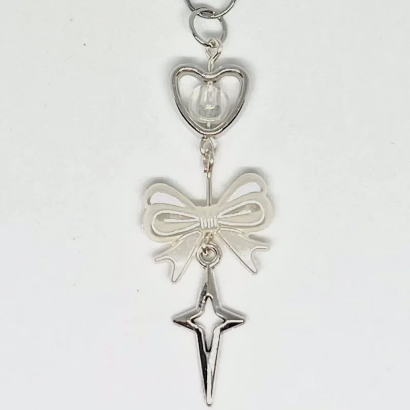 手作りのビーズの蝶ネクタイ携帯電話ペンダント、美的キーホルダー、女の子のための絶妙なジュエリーギフト、y2k