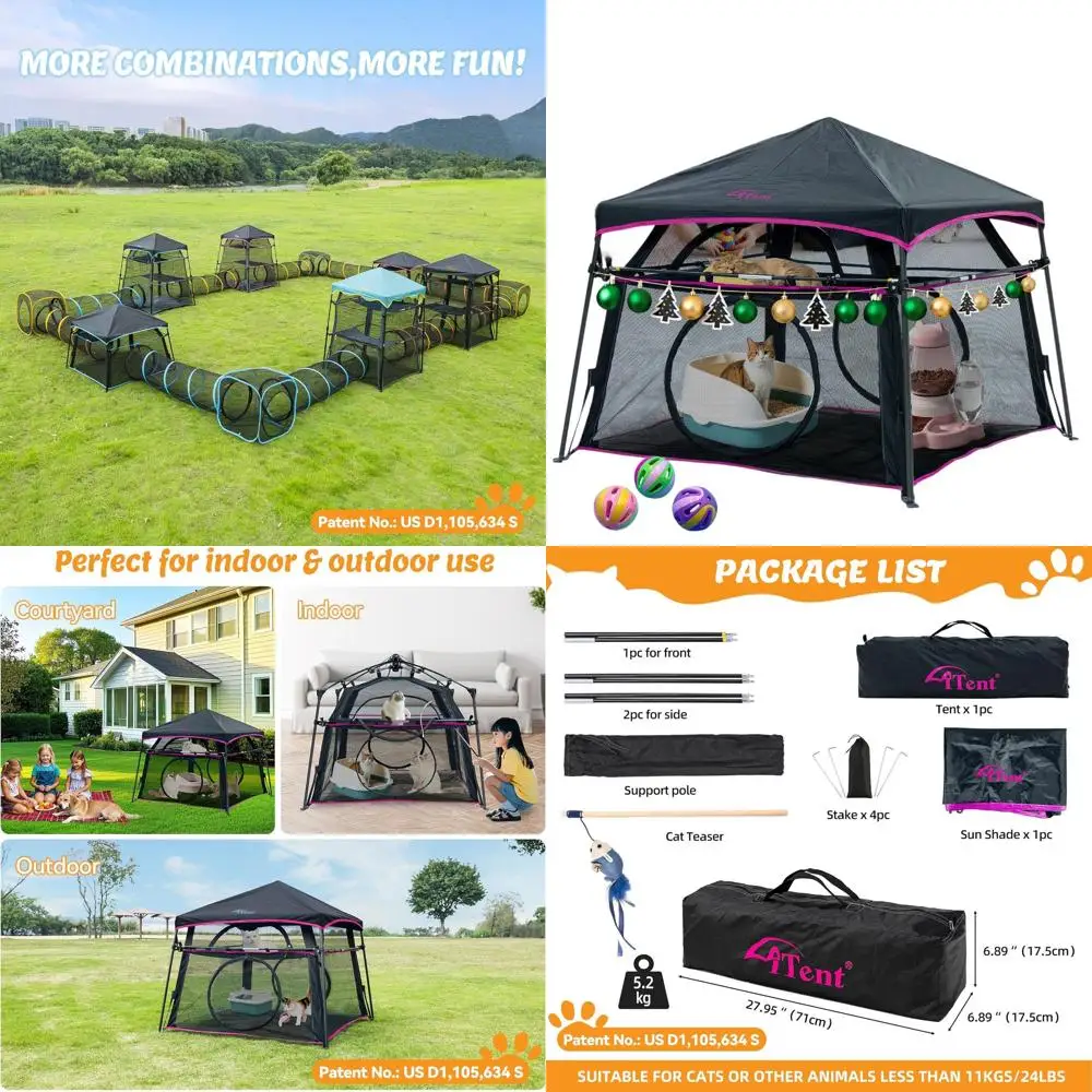 

Складной уличный вольер для кошек X-Large с двухуровневым ограждением, для использования в помещении и на улице, портативный, с возможностью сборки в различных формах (патент)