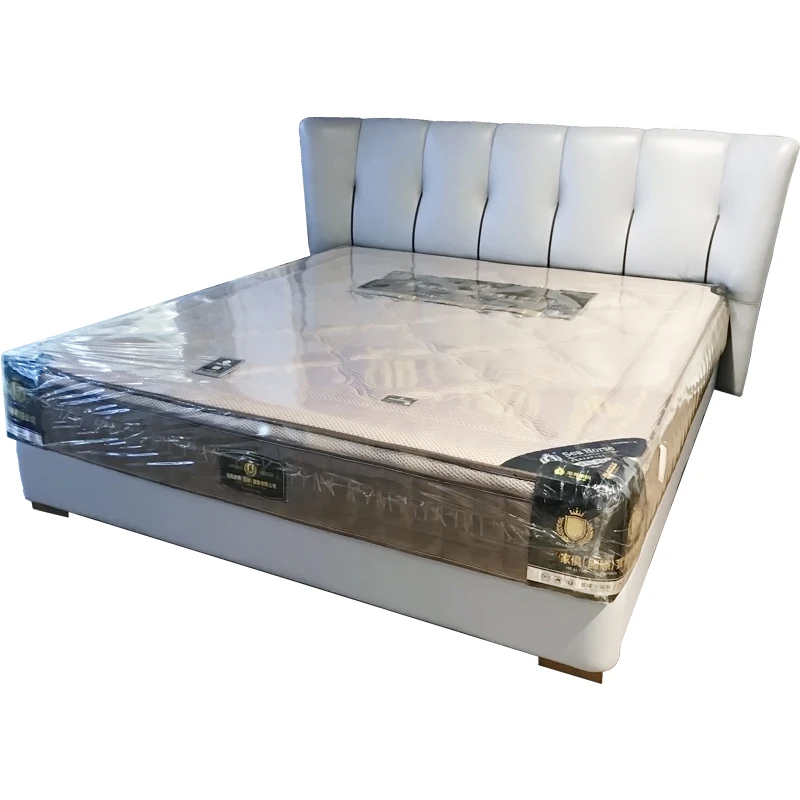 

！@Hot Sale Nordic Modern Design Comfortable Wooden Frame Adult Double Modern Leather Wooden Bed