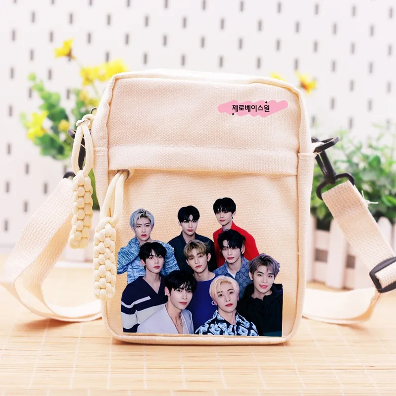 Kpop ZB1 BABYMONSTER Canvas Bag Fashion Printed Multi Functional Storage Bag Zipper Shoulder Bag Wonyoung Ricky Felix Fans Gift