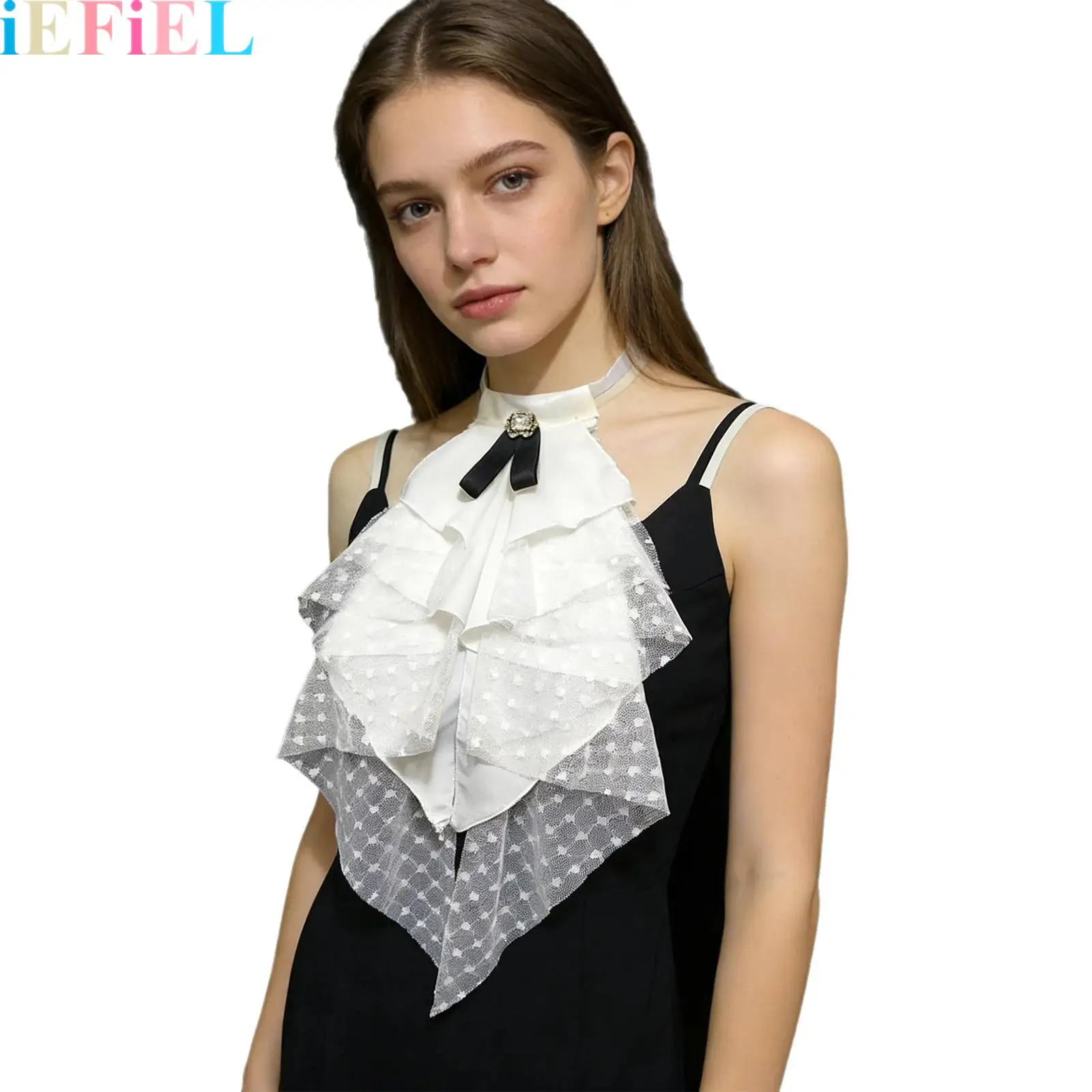 Victorian False Collar Medieval Costume Vintage Palace Detachable Ruffle Neck Collar for Costume Parties
