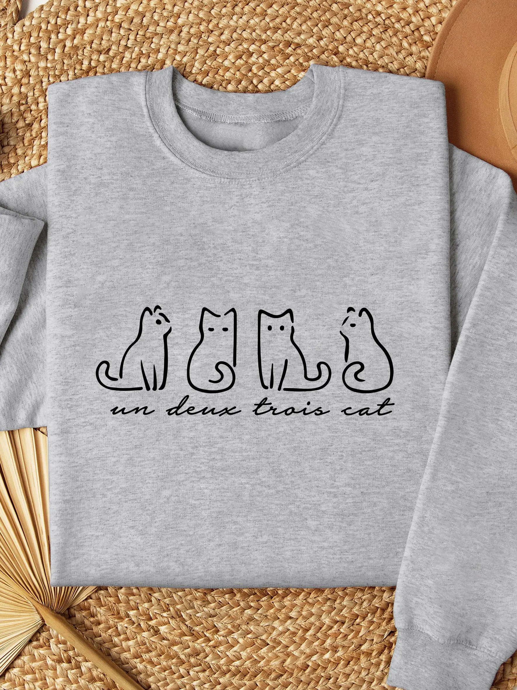 

Un Deux Trois Cats Sweatshirt Cat Mom Thermal Lined Sweatshirt Cat Lover Sweatshirt Cat Lovers Gift