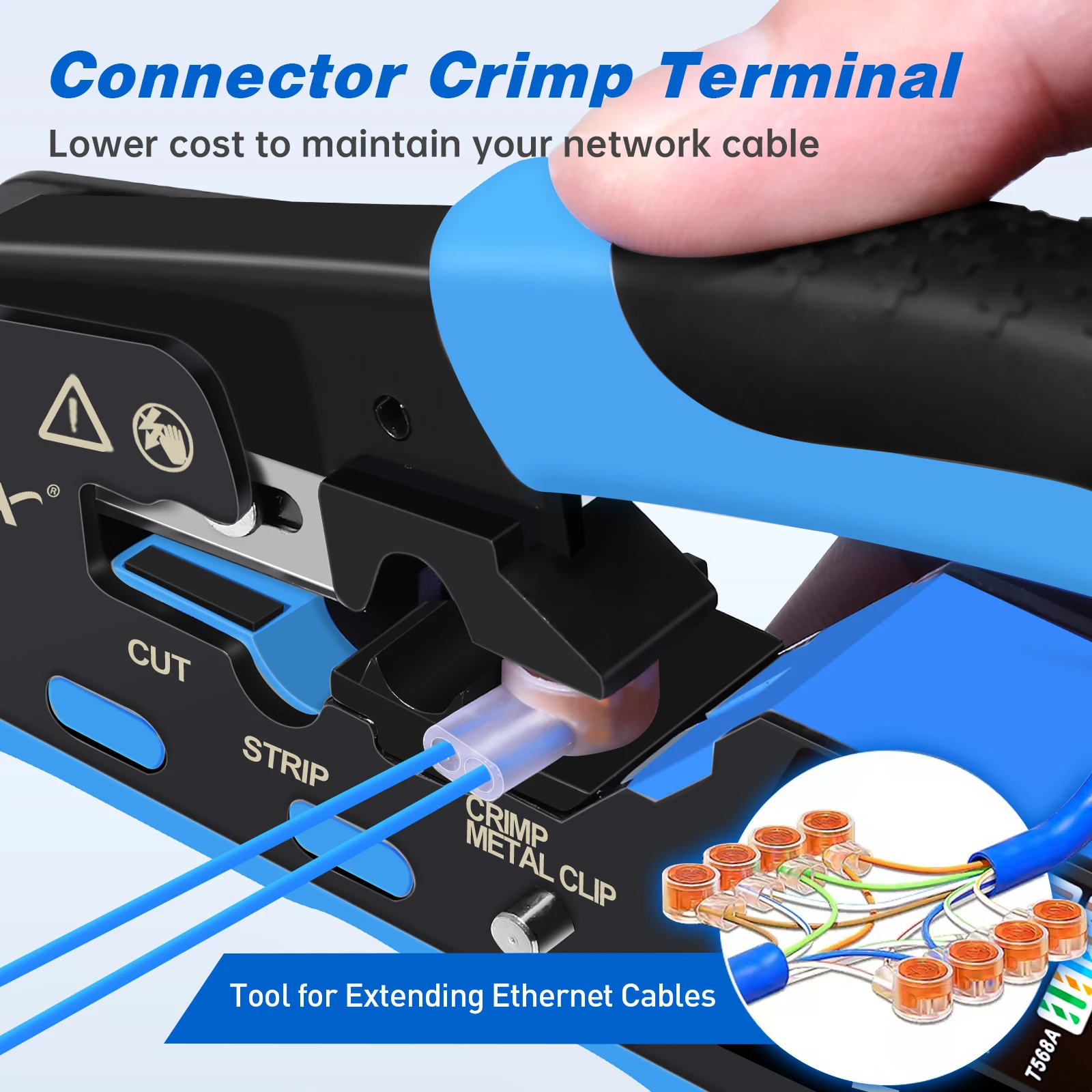 ZoeRax RJ45 CAT7 CAT6A Crimping Tool RJ45 Network Tool Kit for CAT6A CAT7 CAT5 CAT6 Connectors with Crimp Tool,Wire Stripper and Blades - view 5