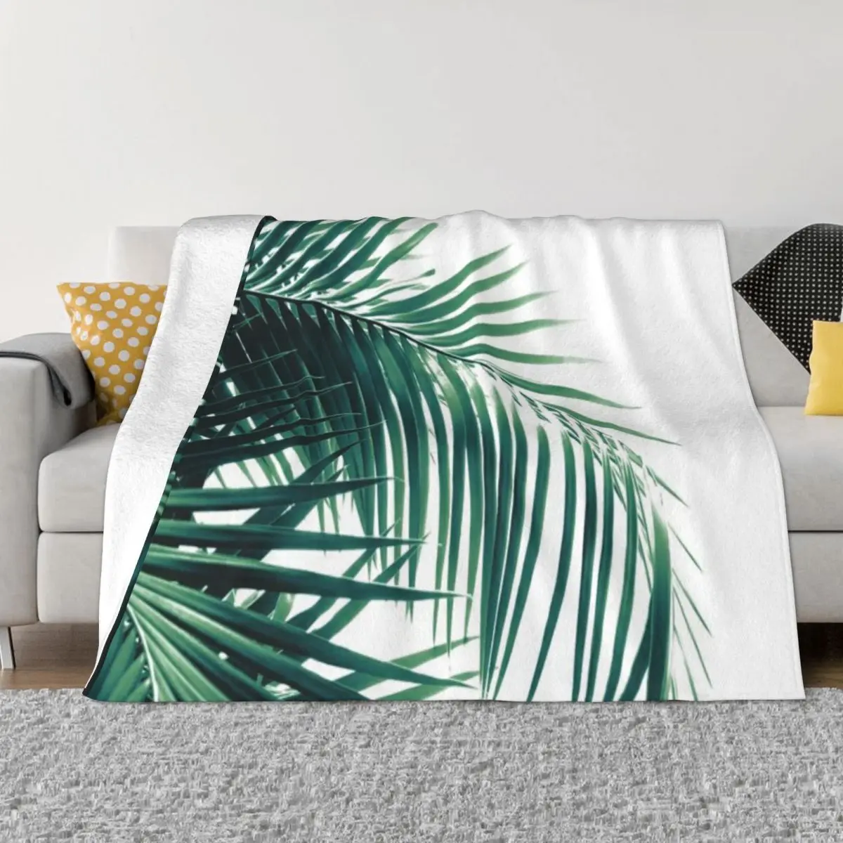 

Palm Leaves Green Vibes Tropical Decor Art An Ultra-Soft Micro Fleece Blanket
