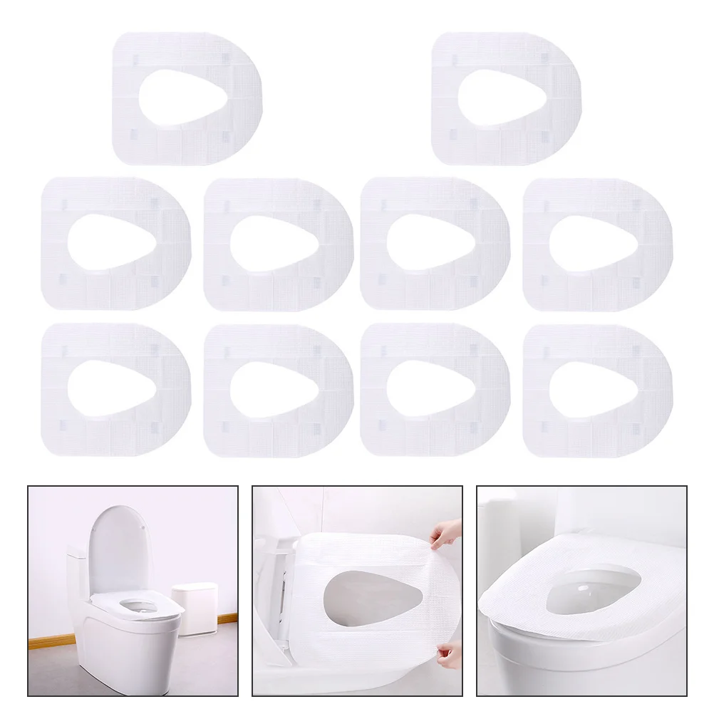 

30Pcs Waterproof Disposable Toilet Seat Covers Portable Adhesive Outdoor Toilet Cushion Paper Pad for Hotel