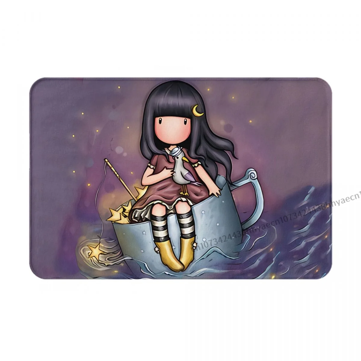 Santoro Gorjuss Manga Cute Girl Non-slip Doormat Cup In Water Bath Bedroom Mat Outdoor Carpet Flannel Modern Decor