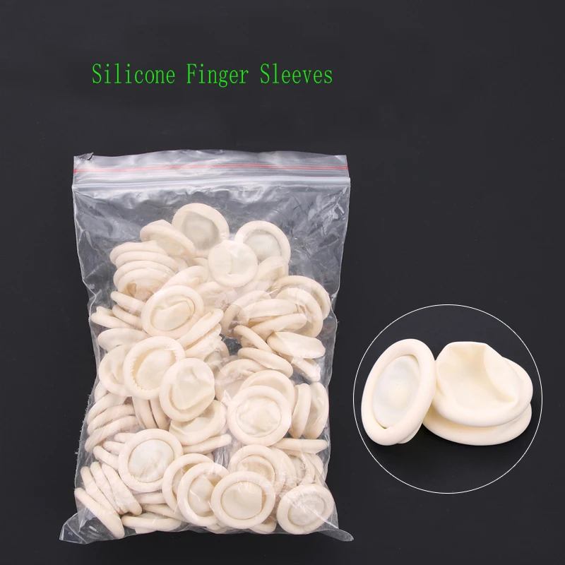 Beauty salon disposable finger cover rubber embroidery color embroidery eyebrow latex finger cover non-slip protection wear-resi