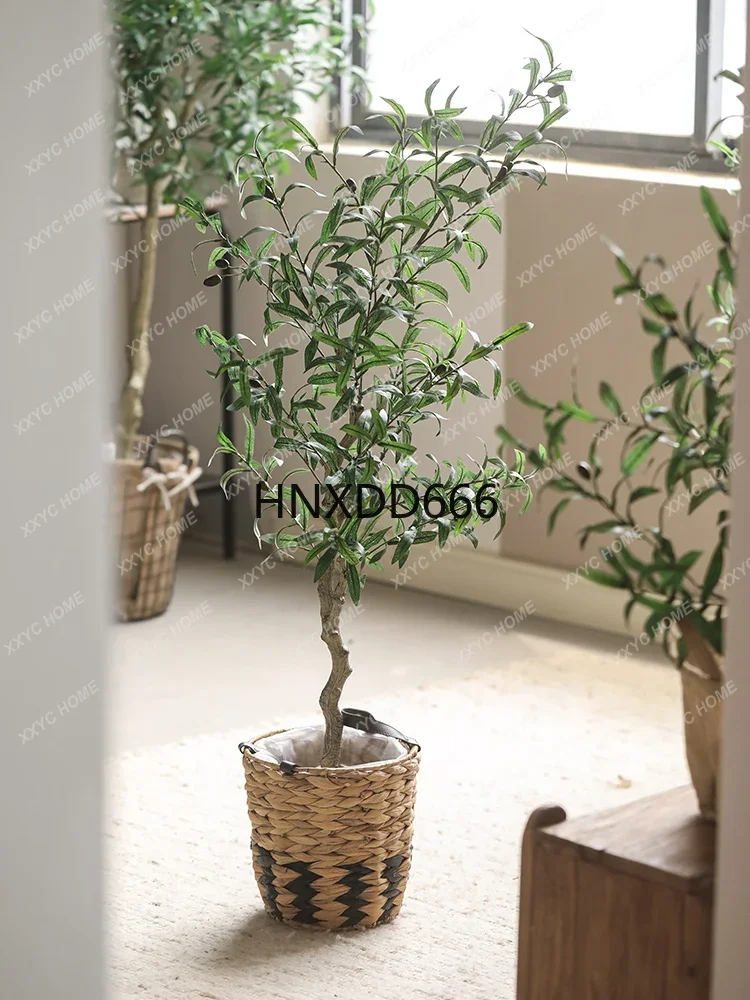 Simulation Olive Tree Fake Trees Imitative Tree Green Plant Landscaping Decoration Large Plant Bonsai Indoor Living Room Floor