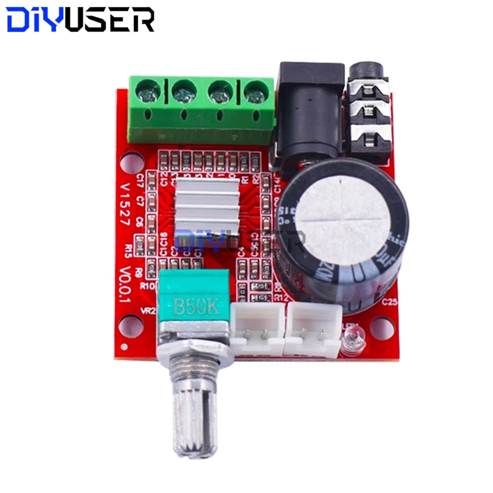 12V Mini Class D Amplifier Board PAM8610 2x7W RMS Stereo Power Audio Amp for Car Home PC Speaker