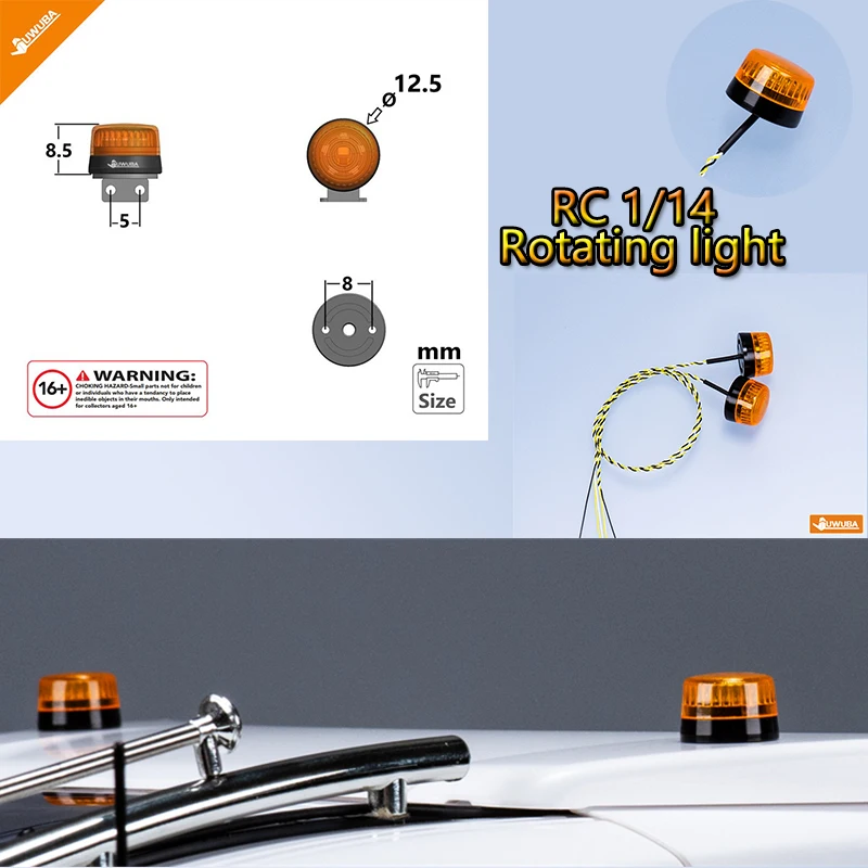 1/14 RC Model LED Beacon Light Rotating Light Rc Model Warning Lighting For Tamiya 1/14 Rc Truck Parts 1/12 Crawler Accessories