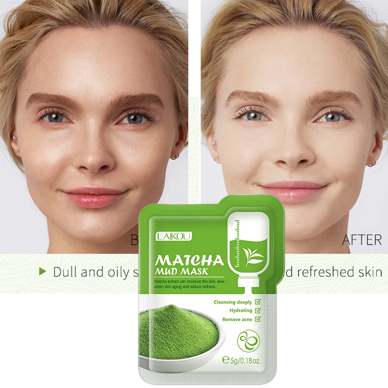 

LAIKOU Green Tea Facial Mud Masks Acne Treatment Oil Control Sooth The Skin Deep Cleaning Face Moisturizing Brighten Skin Tone
