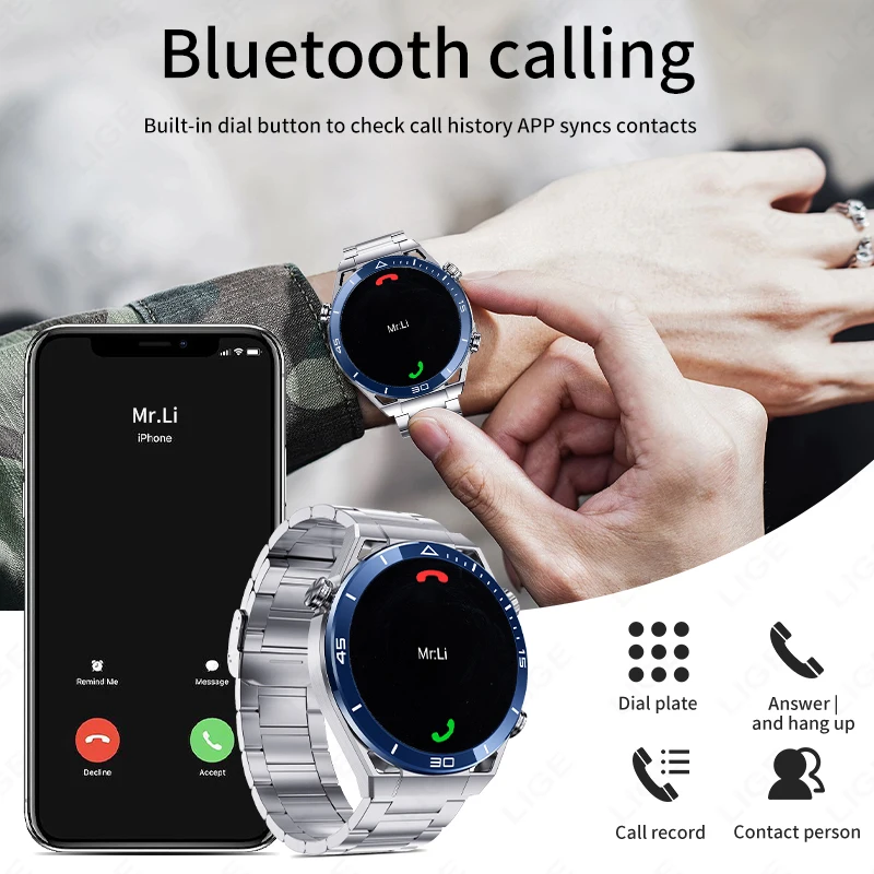 For IOS Android NFC Smart Watch Men GPS Tracker AMOLED 454*454 HD Screen Heart Rate ECG+PPG Bluetooth Call Smartwatches 2024 New image 2