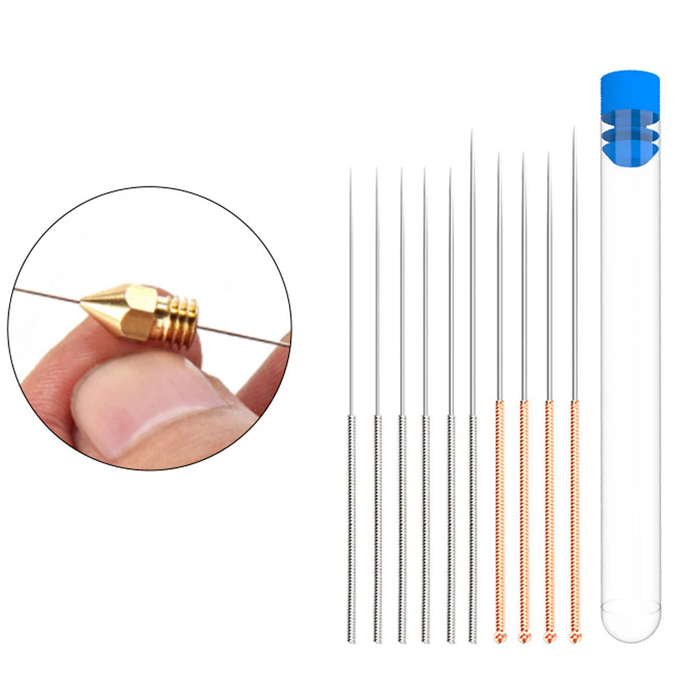 10 Pcs 3D Printer Stainless Steel Nozzle Cleaning Needles Tool 0.15mm 0.2mm 0.25mm 0.3mm 0.35mm 0.4mm Drill For V6 MK8