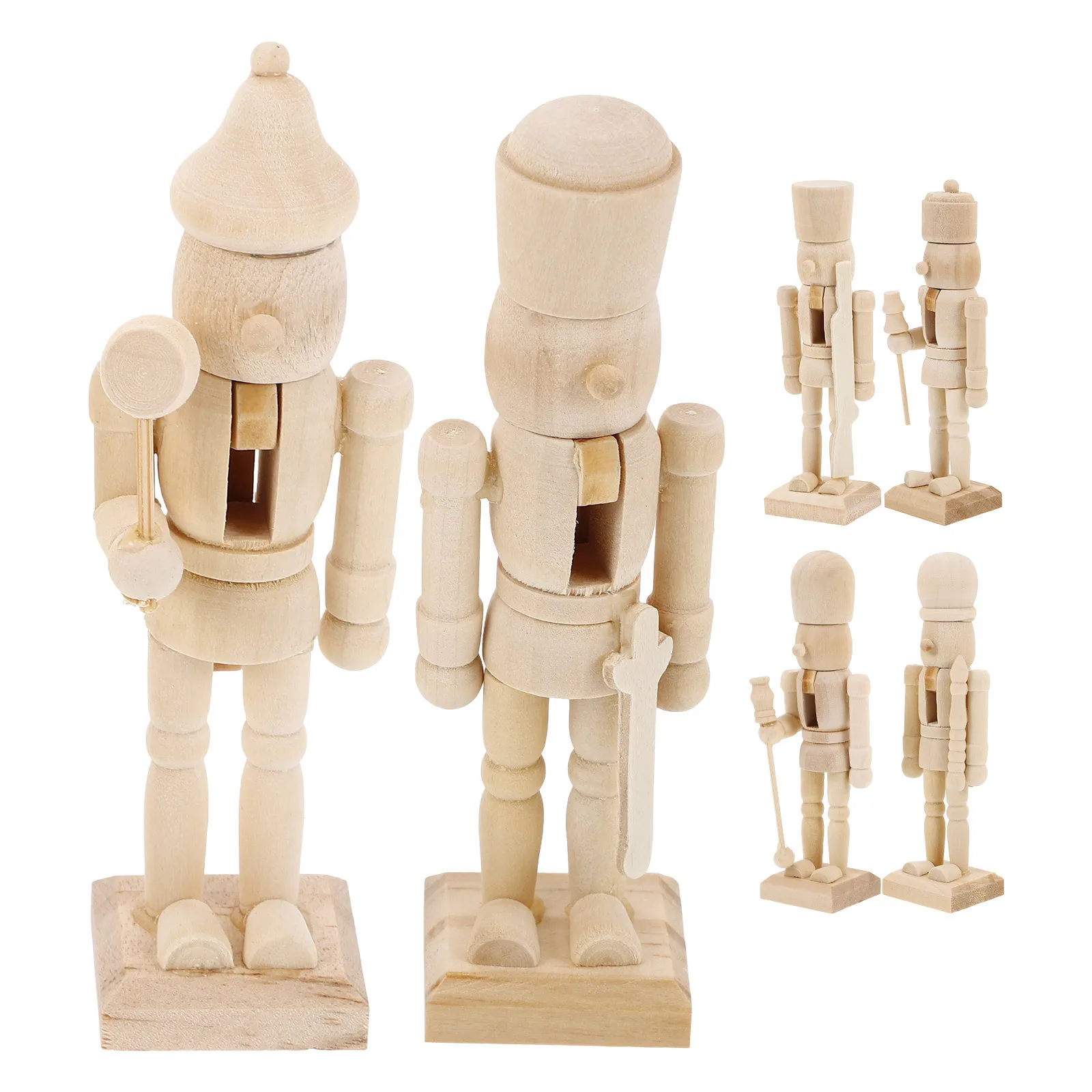 

6pcs 12Cm Wooden Nutcracker Puppet Diy Kit White Blank Craft For Christmas Gift Educational Desktop Decoration Mini