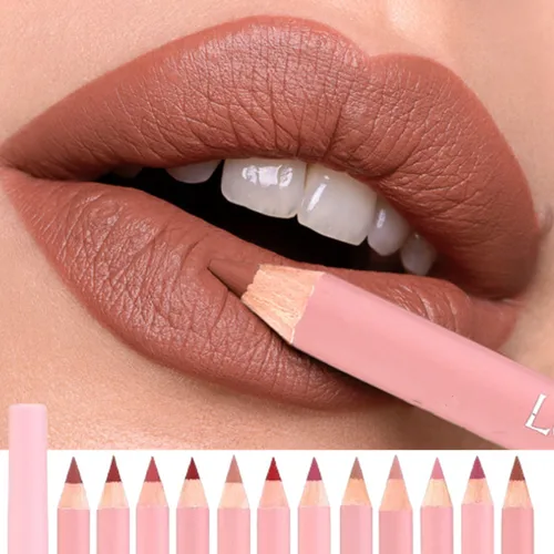 Delineador de labios marrón desnudo, lápiz labial mate, suave, resistente al agua, taza antiadherente de larga duración, lápiz labial, maquillaje de belleza