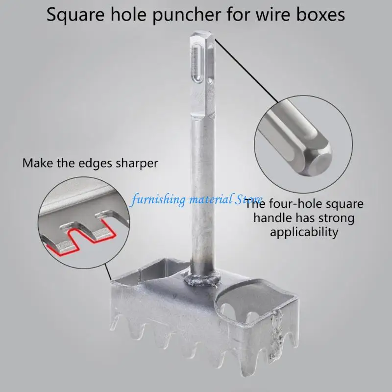 

Y5GD High Carbon Steel Square Hole Drill Bit Electric Hammers Hole Enlarging Tool For 86Type Box for Electricians Plumbers