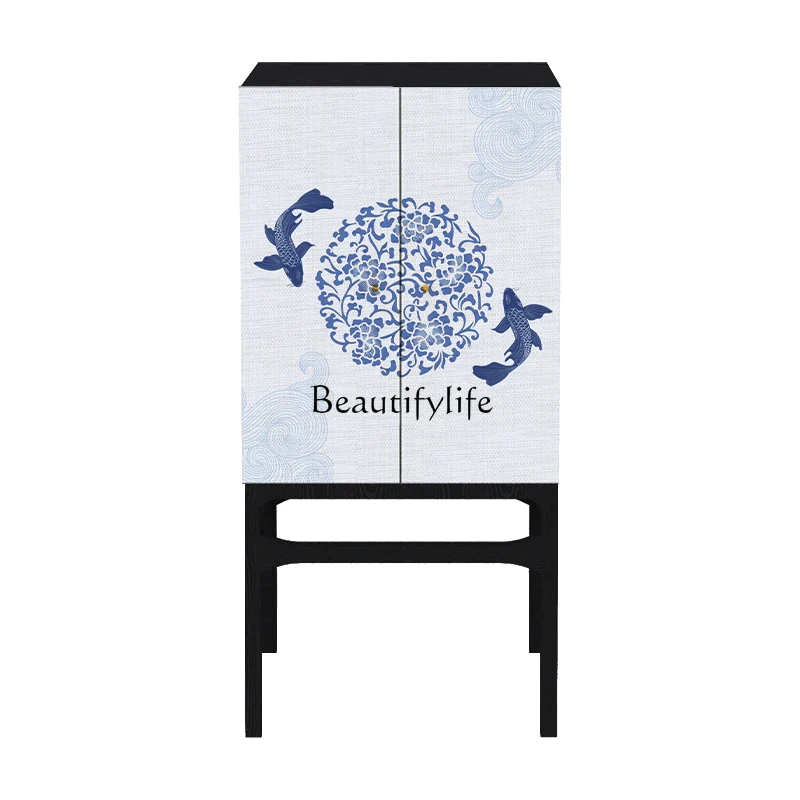 

Chinese Style Solid Wood Porch Modern Light Luxury Storage High Chest of Drawers Custom Cabinet