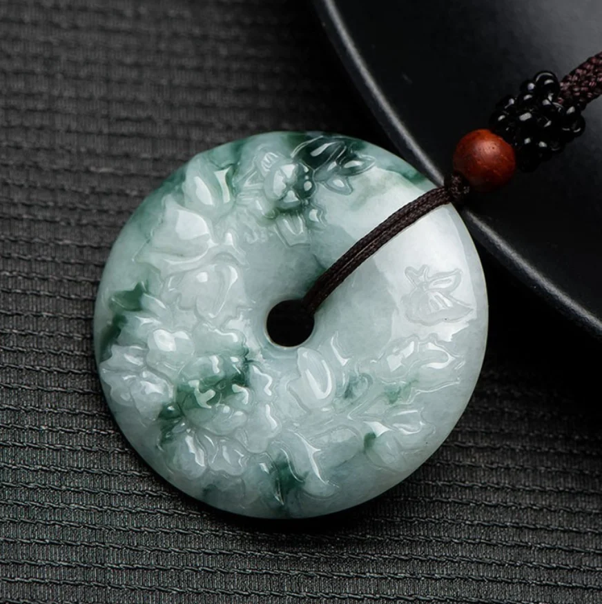 

Ювелирные изделия из натурального нефрита A + жадеита с плавающим цветком, подвеска с пряжкой для мужчин и женщин