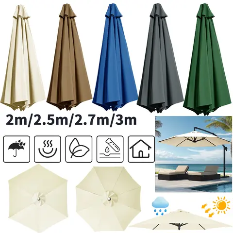 교체용 파라솔 캐노피 범용 우산 교체 천 정원 파라솔 차양 커버 (정원, 파티오, 마당, 해변, 수영장용)