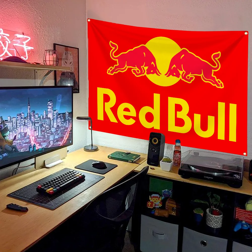 Red-Bull Outdoor Decorations Rastar Motorcycle Flag to Hang Decorative Flags and Banners Garage Decoration Flags for Rooms Home