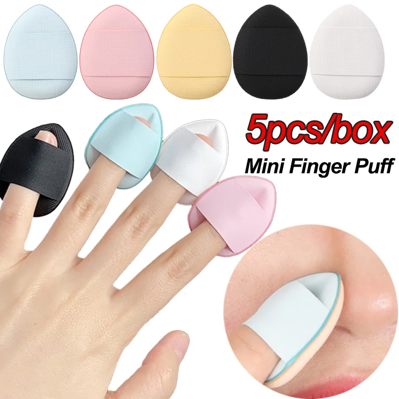 5PCS Finger Shape Cosmetic Puff Wet Dry Use Air Cushion Concealer Highlighter Blush Foundation Powder Face Makeup Sponge Puff