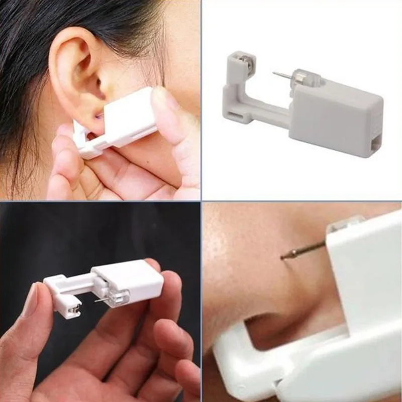 Safety Ear Piercing Gun Kit Women Men Disposable White Plastic Sterile Ear Piercing Device Fashion Simple Jewelry Piercing Tool