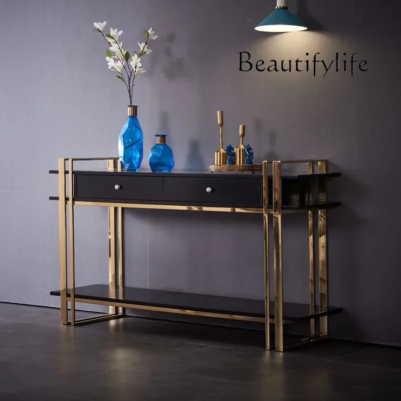 

AA XX Simple Post-modern Stainless Steel Fashion Living Room High-end Light Luxury Foyer Home Decoration Entrance Table