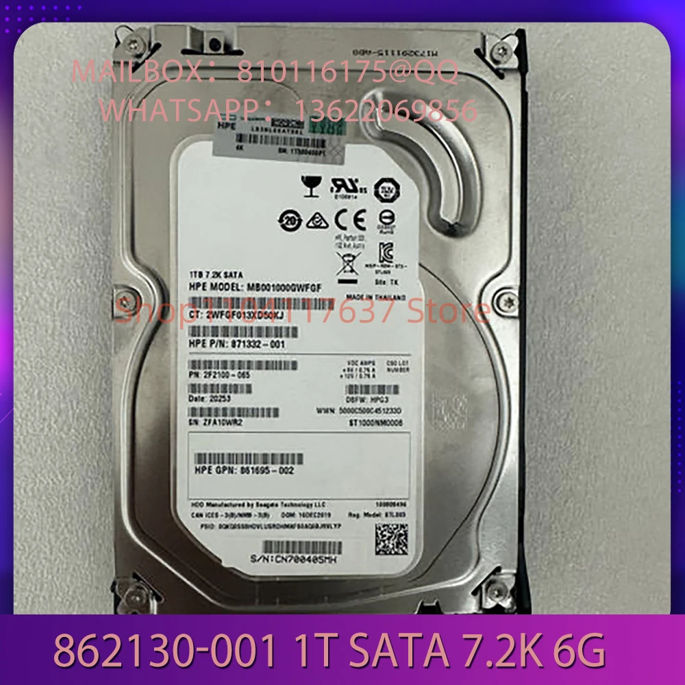 For HP 862130-001 1T SATA 7.2K 6G 3.5-inch 861686-B21 G10 Server Hard Drive