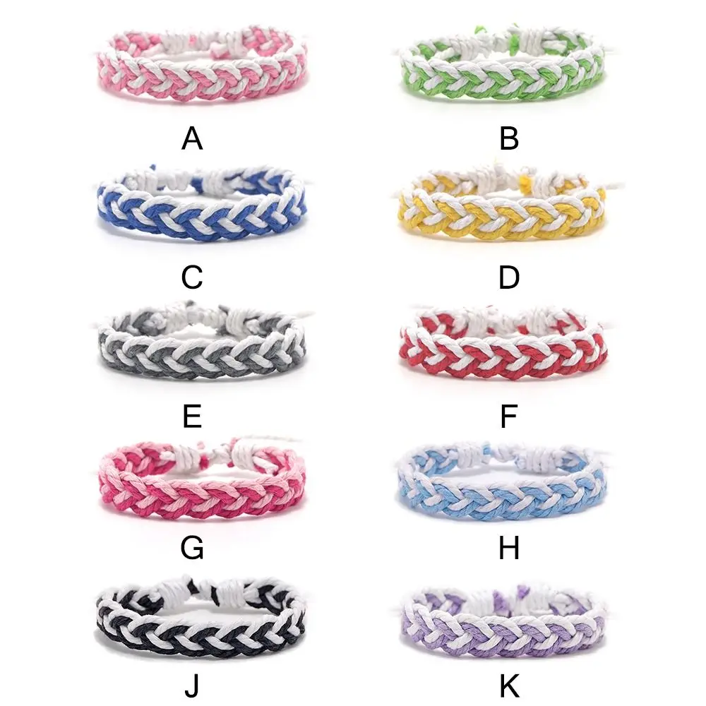Multicolour Braided String Bracelet Handmade Cotton and Linen Colorful Woven Bracelet Ornament Textured Braid Bracelet Unisex