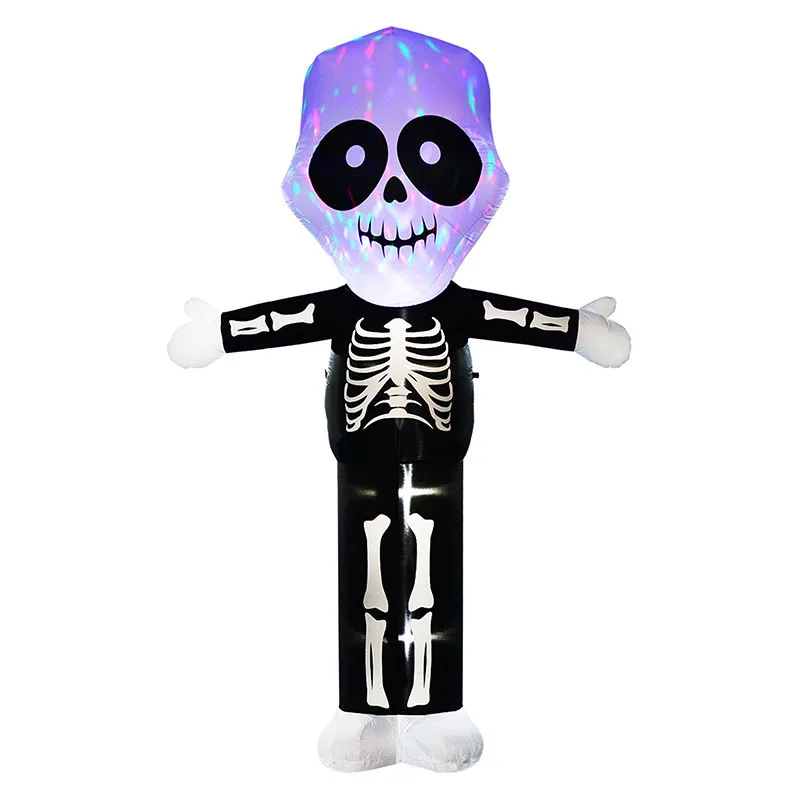 Molde de aire de calavera inflable con luz LED luminosa de color transfronterizo, joyería inflable decorativa de molde de aire de Halloween