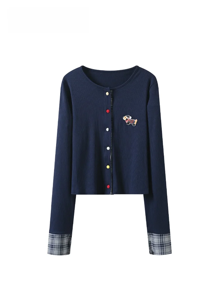 

CaraCLUB plus Size Knitted Long Sve round Ne Top for Women Autumn Season College Sle Slim Fit Skin Friendly Breathable