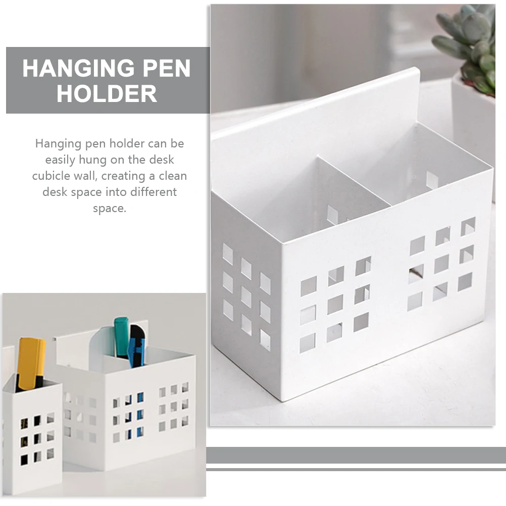 

Metal Pen Holder Office Desk Storage Organizer Hanging Pencil Cup Screen Partition Wall Mount Desk Supplies Modern Cubicle Wall