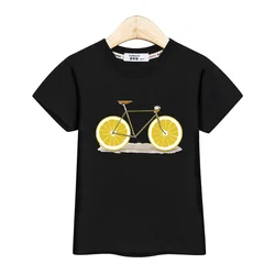 Children Summer T-shirt Fruit Bicycle Funny Shirt Boys Girls Cartoon Tops Short Sleeve Tees