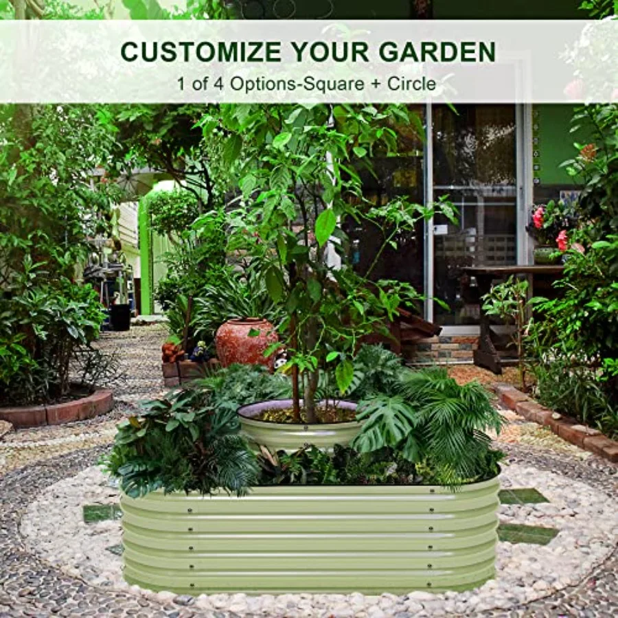 Outdoor modular galvanized steel raised garden beds, 17 tall, 4-in-1 metal planter boxes in silver-gray, rust-resistant and qui view 4