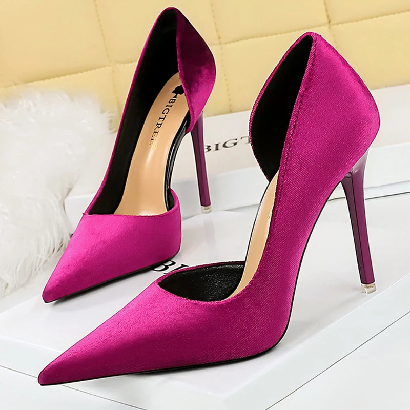 BIGTREE Shoes Purple Women Pumps Design Suede High Heels Sexy Party Shoes Stilettos Lady Heels Luxury Pumps Shoes Large Size 43