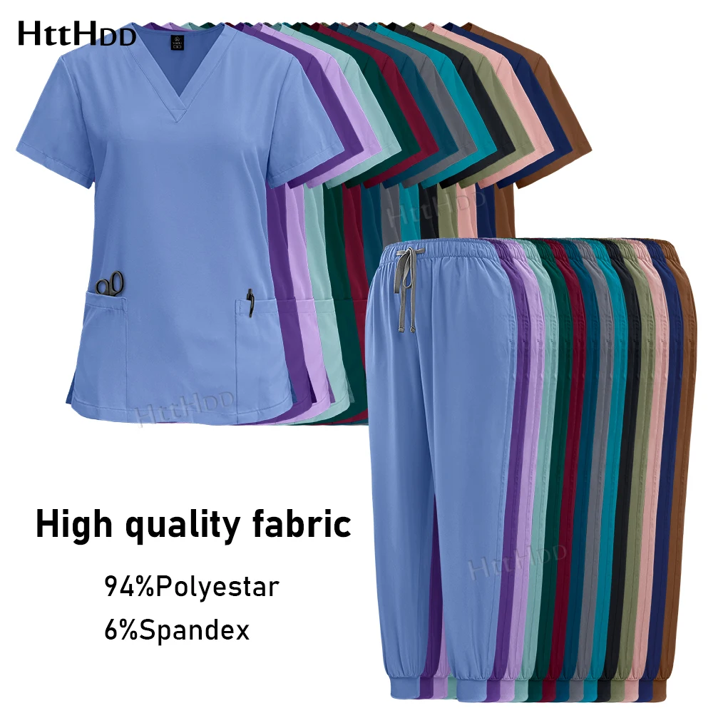 Dental Scrub Uniforms for Hospital Nurse Scrubs Sets Short Sleeve Tops Pants Set Hot Sales Nursing Articles Multicolour Workwear