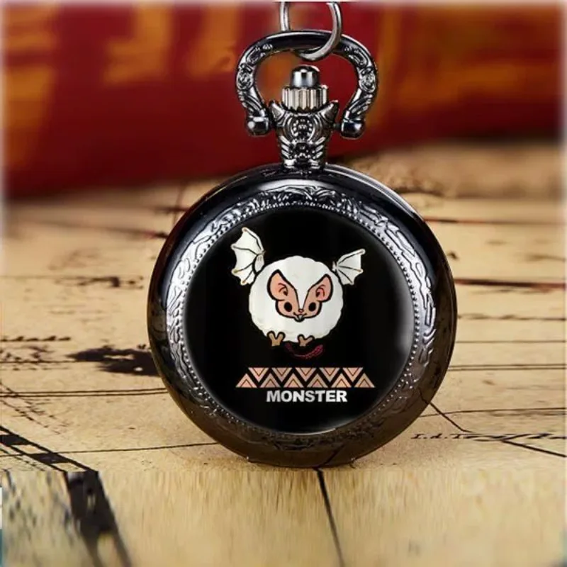Monster Hunter Wilds Felyne Chatacabra ساعة جيب كرتونية للشباب شخصية إبداعية قلادة ساعة هدايا رائعة للعطلات #2