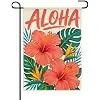 Coral Hibiscus Garden Flag 12x18 Inch Pattern Scene Flowers Bird of Paradise Tropical Leaves Aloha Poster Style Polyester Fa llz