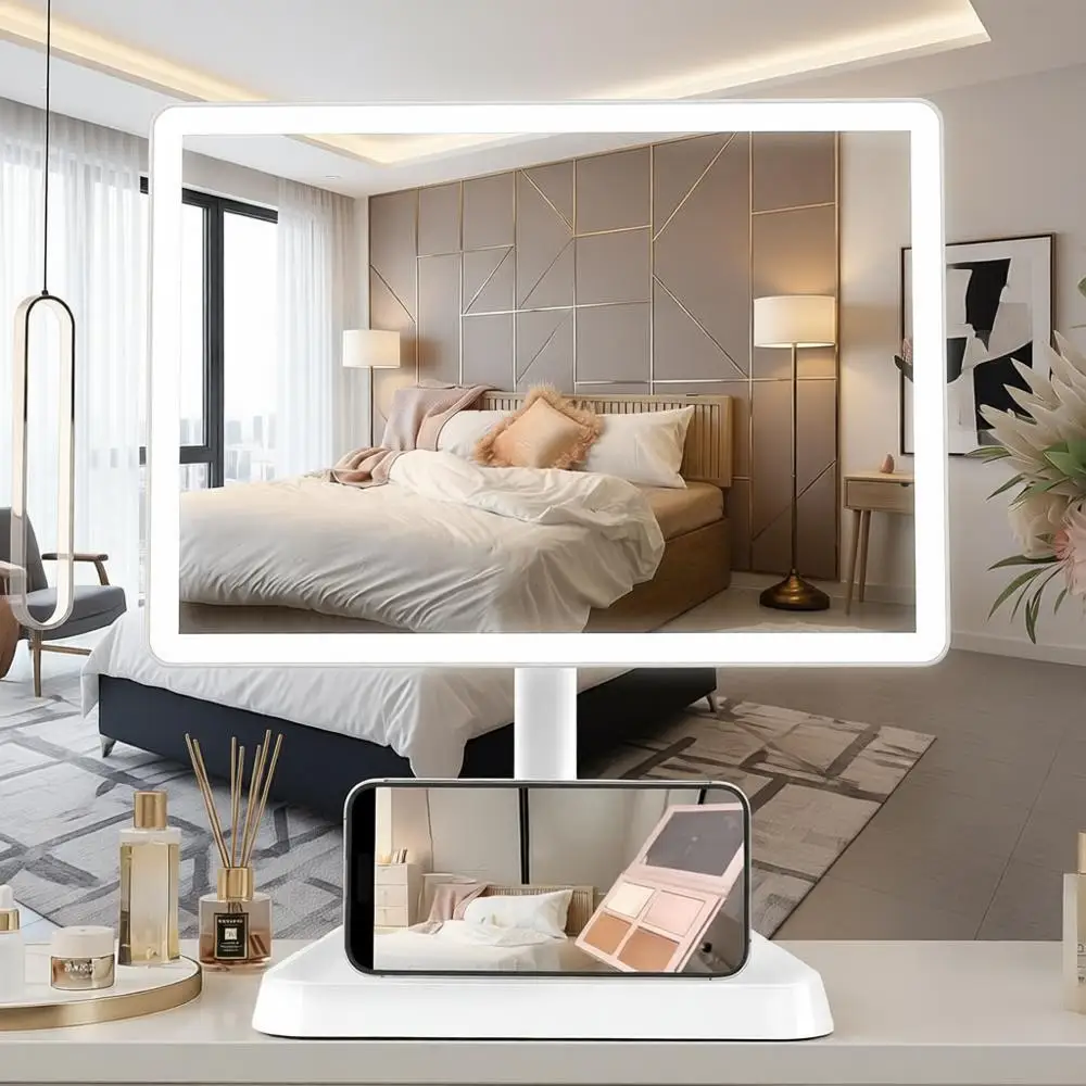 

Зеркало для макияжа с подсветкой на 96 светодиодов, 10-кратным увеличением, 3-цветной подсветкой и держателем