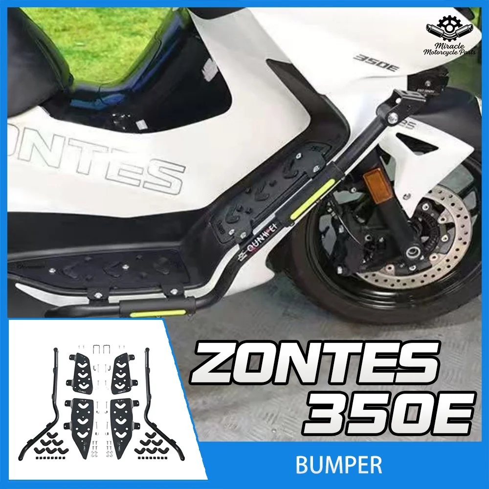 

Modification parts for ZONTES 350E: front bumper with spotlight, foot pedal protector, and spotlight mount.