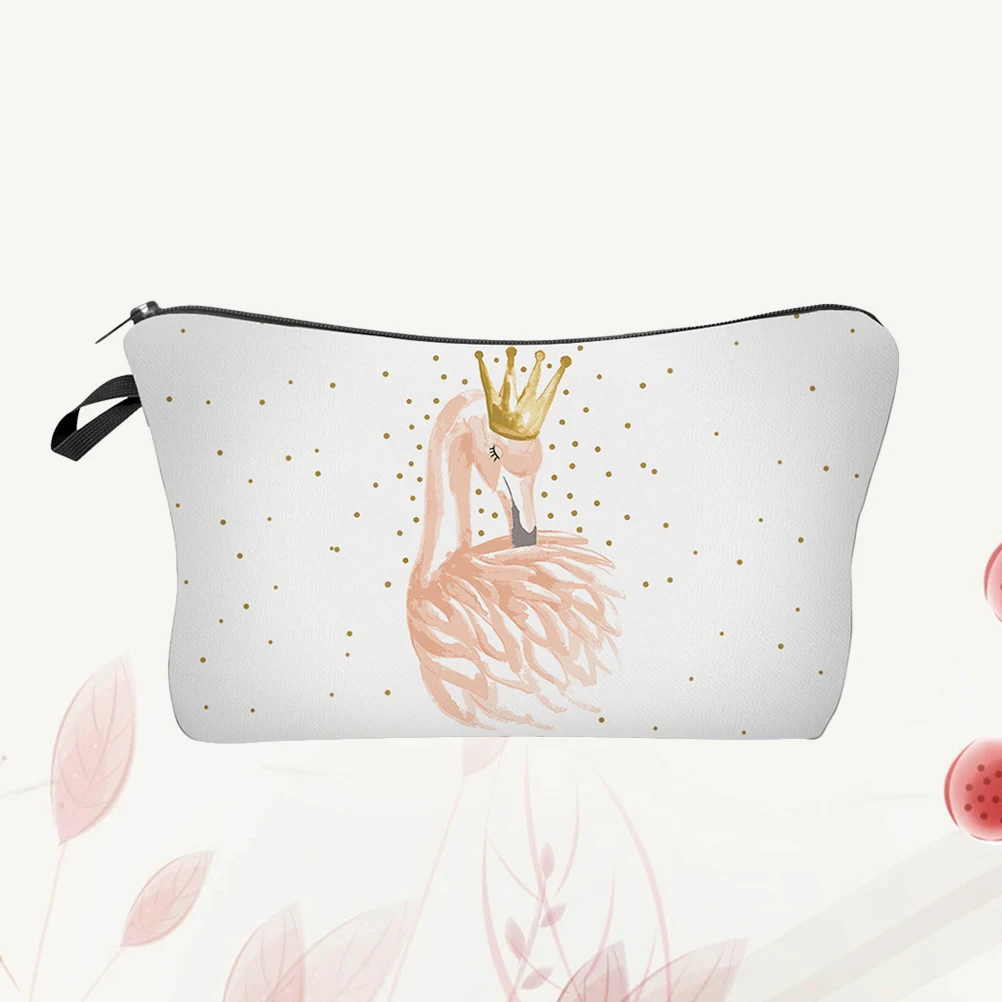 

1pc Women Makeup Bag Pouch Flamingo Pattern Waterproof Zipper Large Capacity Travel Storage For Cosmetics Accessories