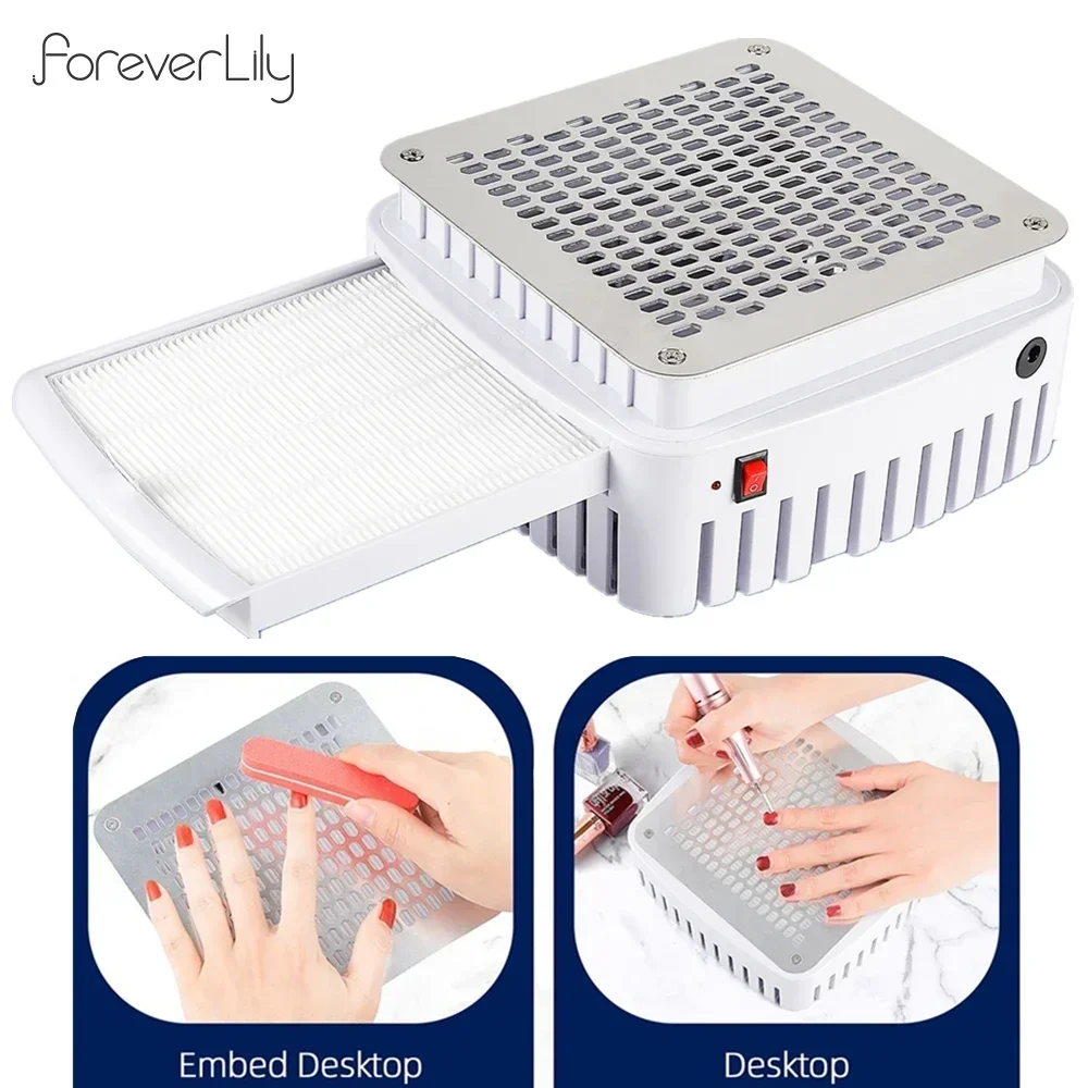 Professional Built-in Nail Dust Collector Desktop Nail Vacuum Cleaner Gel Nails Manicure Desk Collector Exhaust Fan With Filter